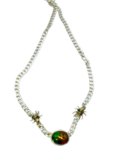 Load image into Gallery viewer, Black Opal Spider Curb Chain Necklace