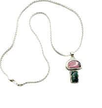 Load image into Gallery viewer, Pink Rhodochrosite / Emerald Mushroom Necklace