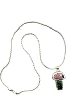 Load image into Gallery viewer, Pink Rhodochrosite / Emerald Mushroom Necklace
