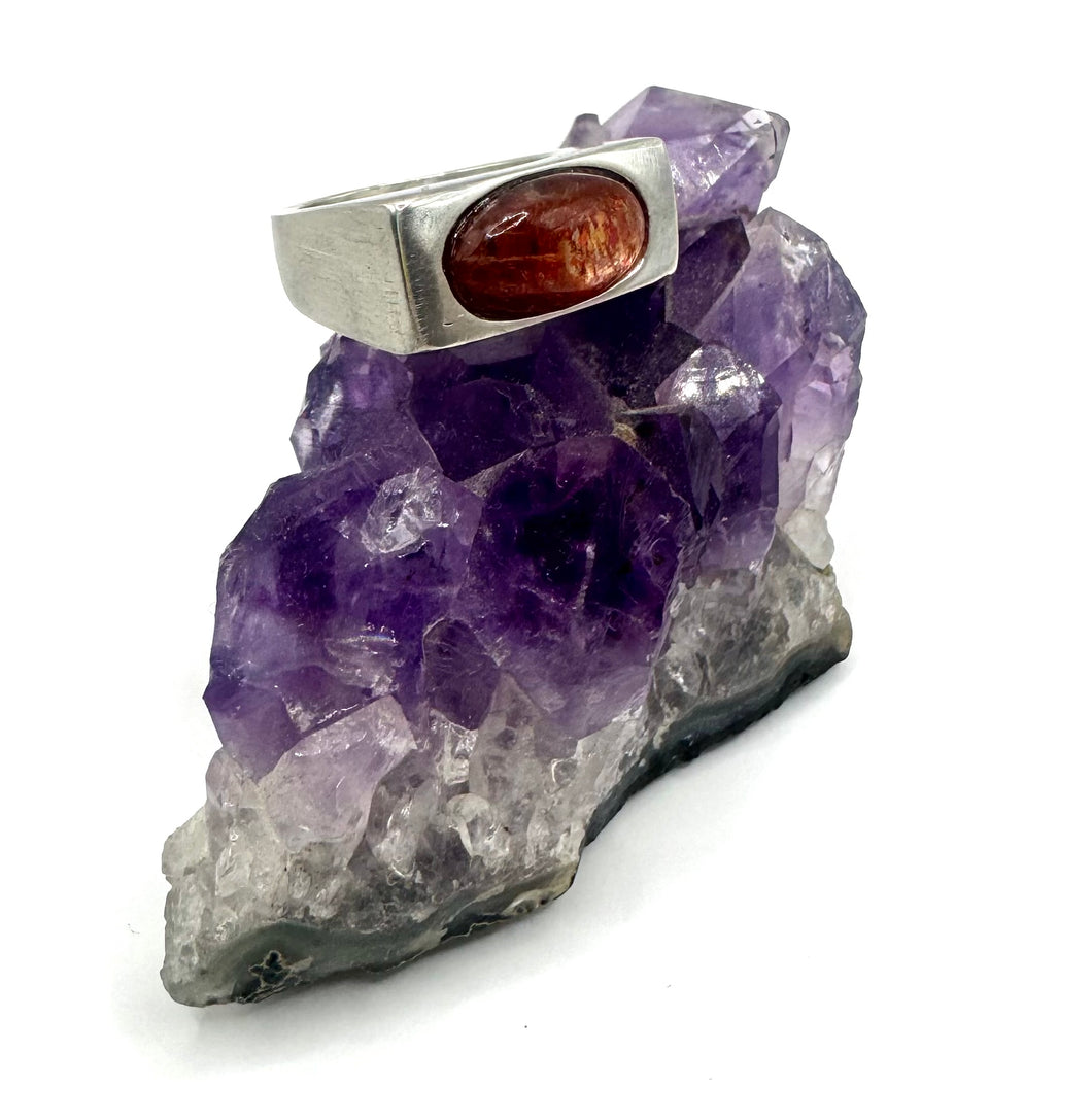 Hand Carved Sunstone Statement Ring