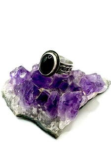 Black Onyx Curb Chain Ring