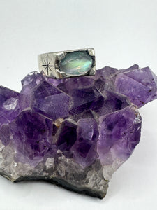 Hand Carved Moonstone Starburst Ring