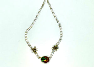 Black Opal Spider Curb Chain Necklace