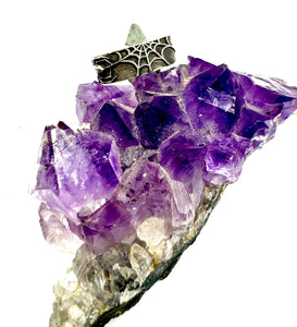 Black Opal Spider Web Ring