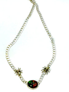 Black Opal Spider Curb Chain Necklace