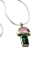 Load image into Gallery viewer, Pink Rhodochrosite / Emerald Mushroom Necklace
