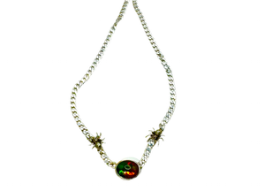 Black Opal Spider Curb Chain Necklace