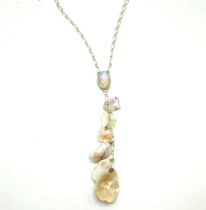 Moonstone Seashell Drip Necklace