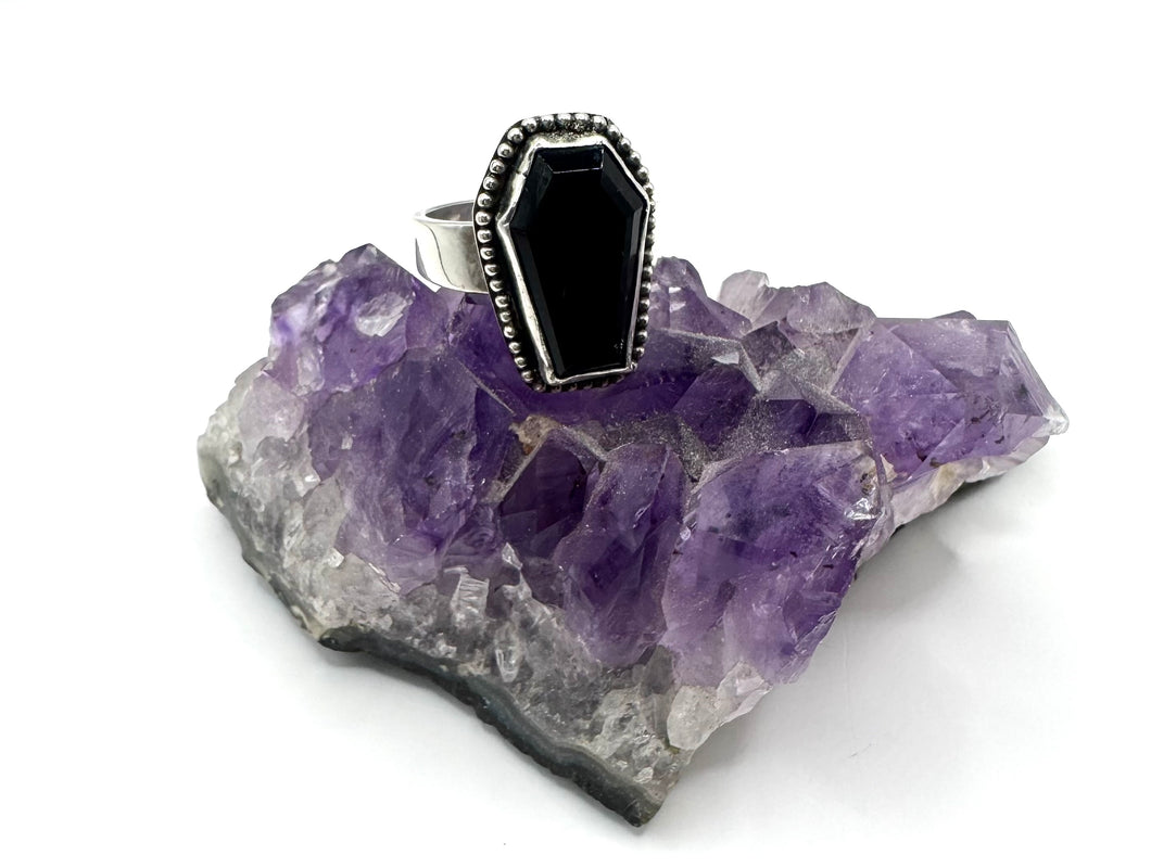 Black Onyx Coffin Ring