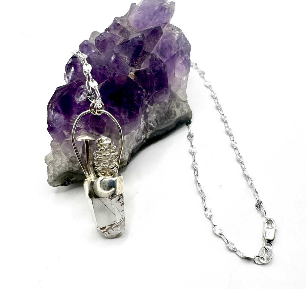 Rutilated Quartz Mushroom Pinecone Talisman