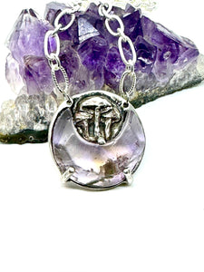 Amethyst Moon Mushroom Garden Necklace