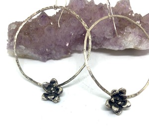 Organic casted succulent hammered  hoops