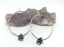 Load image into Gallery viewer, Organic casted succulent hammered  hoops
