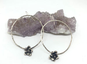 Organic casted succulent hammered  hoops